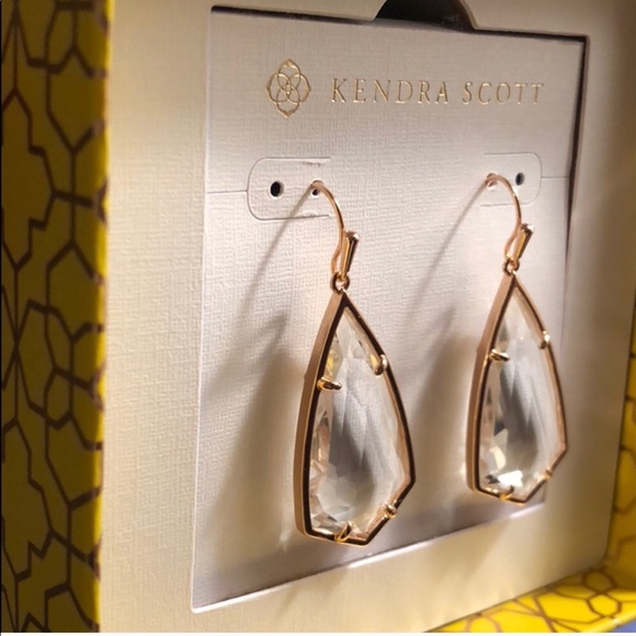Kendra Scott Rose Gold Clear Glass Carla Earrings - Picture 6 of 7
